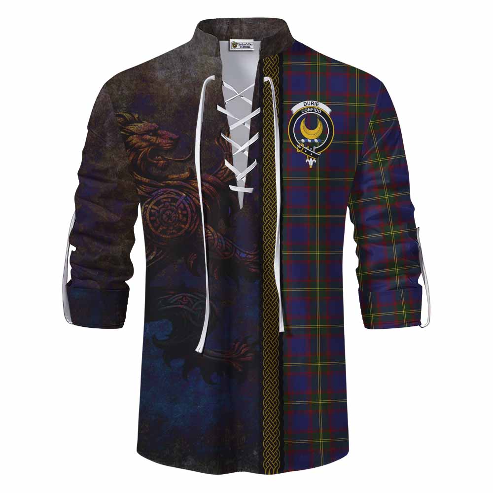 Tartan Vibes Clothing Durie Tartan Family Crest Ghillie Kilt Shirt Alba Gu Brath Be Brave Lion Ancient Style