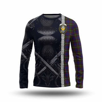 Durie Tartan Long Sleeve T-Shirt with Family Crest Cross Sword Thistle Celtic Vibes Unisex - Tartan Vibes Clothing