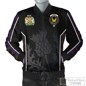 Durie Tartan Bomber Jacket with Family Crest and Scottish Thistle Vibes Sport Style