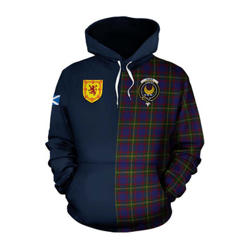 Durie Tartan Cotton Hoodie Alba with Scottish Lion Royal Arm Half Style Pullover Hoodie XS - Tartan Vibes Clothing