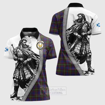 Durie Tartan Clan Crest Women's Polo Shirt with Highlander Warrior Celtic Style Women - Tartan Vibes Clothing