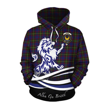 Durie Tartan Cotton Hoodie with Alba Gu Brath Regal Lion Emblem Pullover Hoodie XS - Tartan Vibes Clothing