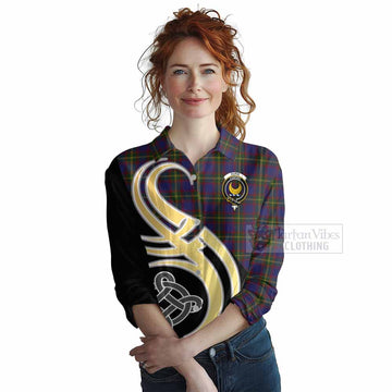 Durie Tartan Women's Casual Shirt with Family Crest and Celtic Symbol Style Female - Tartan Vibes Clothing
