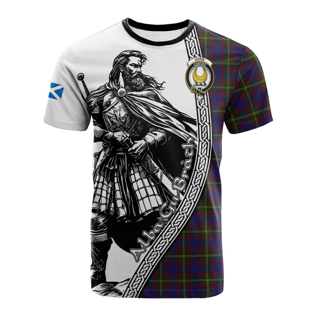 Durie Tartan Clan Crest Cotton T-shirt with Highlander Warrior Celtic Style Kid's Shirt - Tartan Vibes Clothing