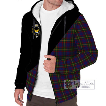 Durie Tartan Sherpa Hoodie with Family Crest and Military Logo Style Unisex S - Tartan Vibes Clothing