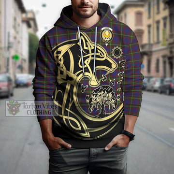 Durie Tartan Hoodie with Family Crest Celtic Wolf Style Zip Hoodie - Tartan Vibes Clothing