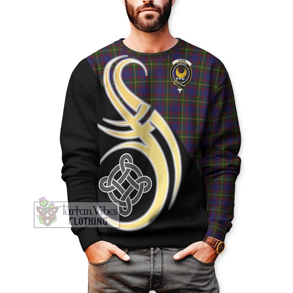 Durie Tartan Sweatshirt with Family Crest and Celtic Symbol Style Unisex - Tartan Vibes Clothing