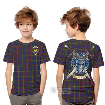Durie Tartan Kid T-Shirt with Family Crest Celtic Skull Style Youth XL Size14 - Tartan Vibes Clothing