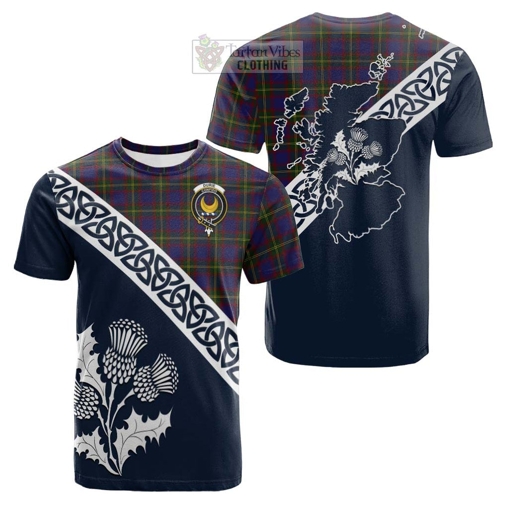 Durie Tartan Cotton T-shirt Featuring Thistle and Scotland Map Kid's Shirt - Tartan Vibes Clothing