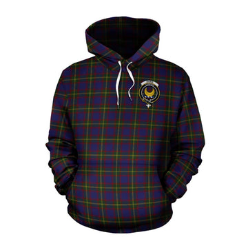 Durie Tartan Cotton Hoodie with Family Crest and Bearded Skull Holding Bottles of Whiskey Pullover Hoodie XS - Tartan Vibes Clothing