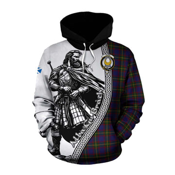 Durie Tartan Clan Crest Cotton Hoodie with Highlander Warrior Celtic Style Pullover Hoodie XS - Tartan Vibes Clothing