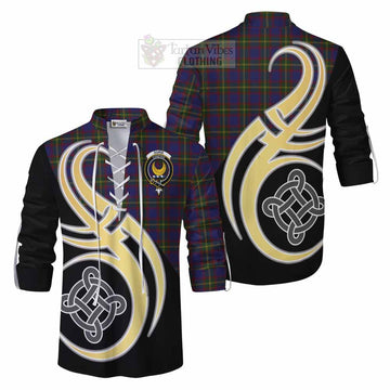 Durie Tartan Ghillie Kilt Shirt with Family Crest and Celtic Symbol Style Men - Tartan Vibes Clothing
