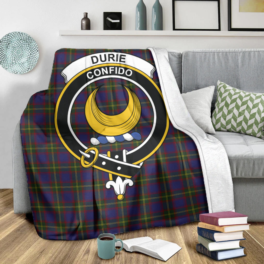 Durie Tartan Blanket with Family Crest X-Large 59 x 79 inches 150 x 200 cm - Tartan Vibes Clothing