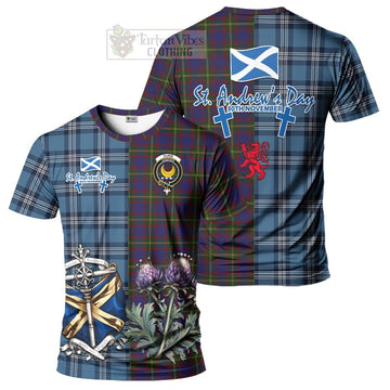 Durie Tartan T-Shirt Happy St. Andrew's Day Half Tartan Style Kid's Shirt - Tartan Vibes Clothing