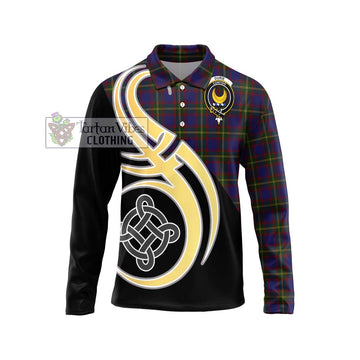 Durie Tartan Long Sleeve Polo Shirt with Family Crest and Celtic Symbol Style Unisex - Tartan Vibes Clothing