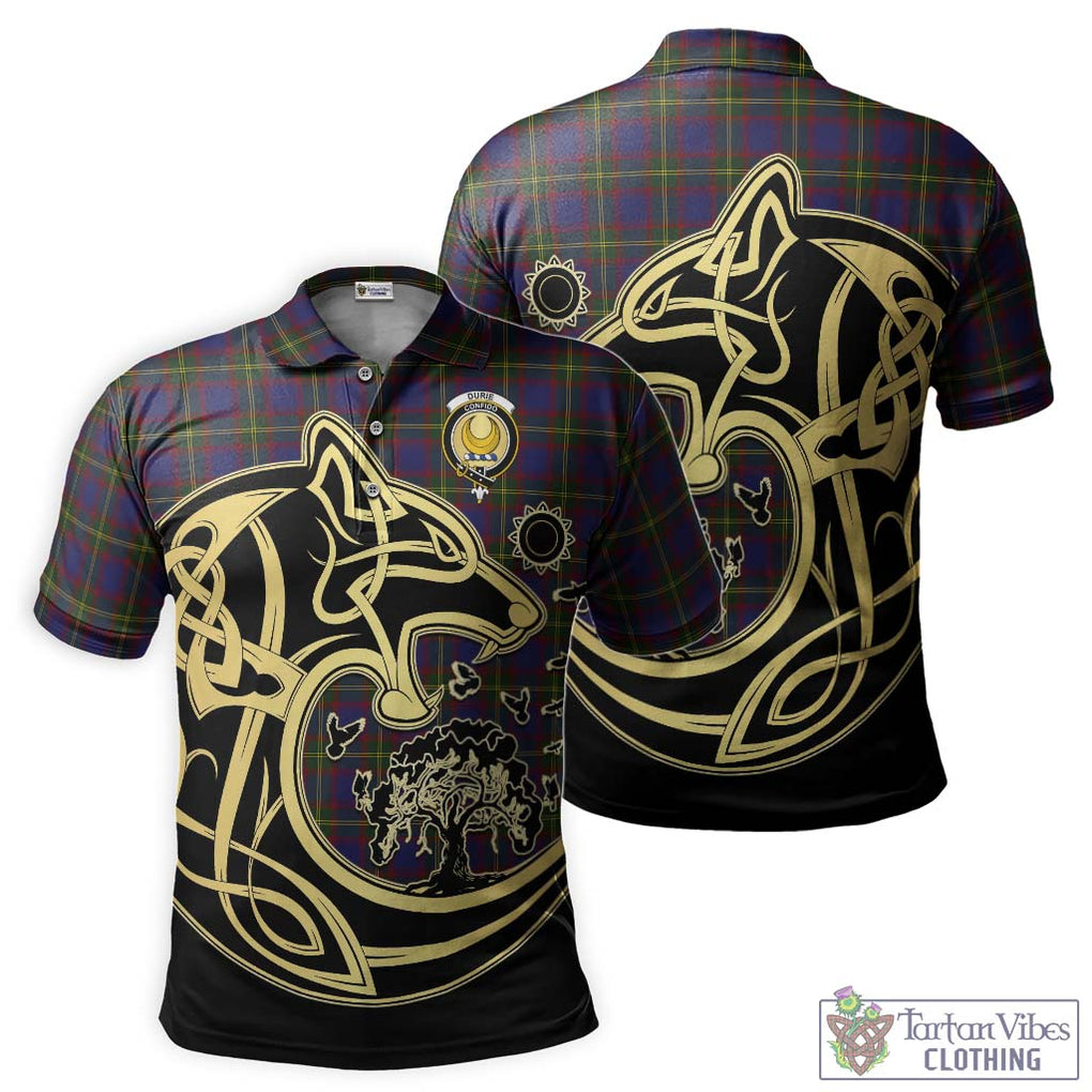 Durie Tartan Polo Shirt with Family Crest Celtic Wolf Style Kid - Tartan Vibes Clothing
