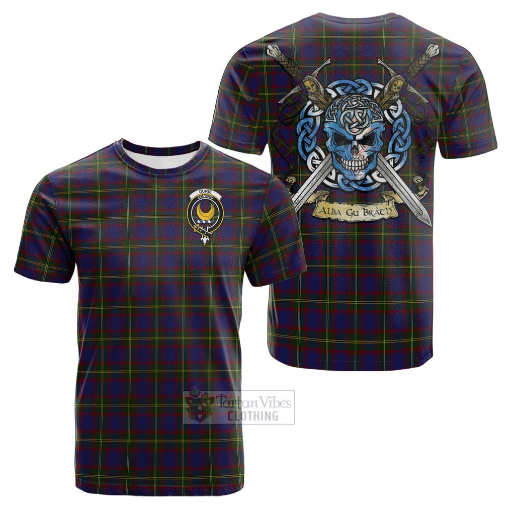 Durie Tartan Cotton T-shirt with Family Crest Celtic Skull Style Kid's Shirt - Tartan Vibes Clothing