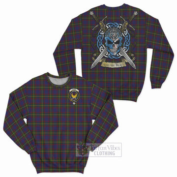 Durie Tartan Sweatshirt with Family Crest Celtic Skull Style Unisex - Tartan Vibes Clothing
