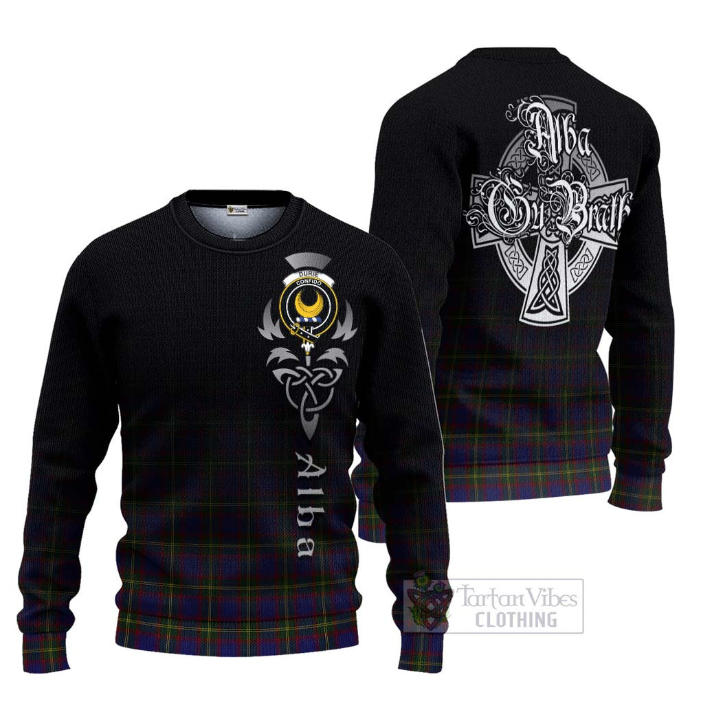 Durie Tartan Ugly Sweater Featuring Alba Gu Brath Family Crest Celtic Inspired Unisex - Tartan Vibes Clothing