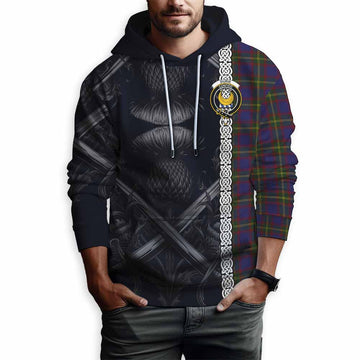 Durie Tartan Hoodie with Family Crest Cross Sword Thistle Celtic Vibes Pullover Hoodie - Tartan Vibes Clothing