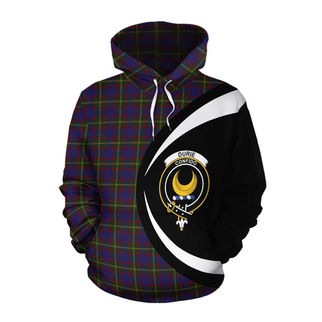 Durie Tartan Cotton Hoodie with Family Crest Circle Style Pullover Hoodie XS - Tartan Vibes Clothing
