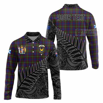 Durie Crest Tartan Long Sleeve Polo Shirt with New Zealand Silver Fern Half Style Unisex - Tartan Vibes Clothing