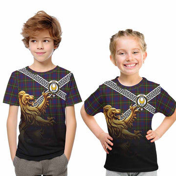Durie Crest Tartan Kid T-Shirt with Golden Lion Emblem Celtic Style Youth XL Size14 - Tartan Vibes Clothing