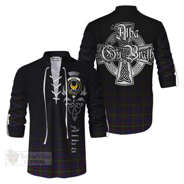 Durie Tartan Ghillie Kilt Shirt Featuring Alba Gu Brath Family Crest Celtic Inspired Men - Tartan Vibes Clothing