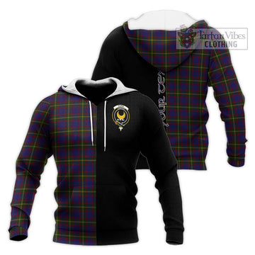 Durie Tartan Knitted Hoodie with Family Crest and Half Of Me Style Unisex Knitted Pullover Hoodie - Tartan Vibes Clothing