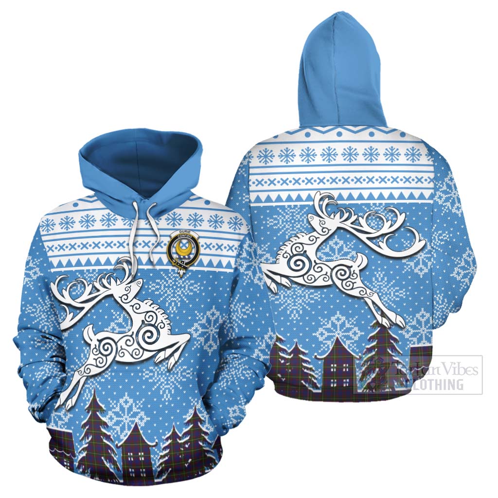Durie Clan Christmas Hoodie Celtic Reindeer Style Zip Hoodie - Tartan Vibes Clothing