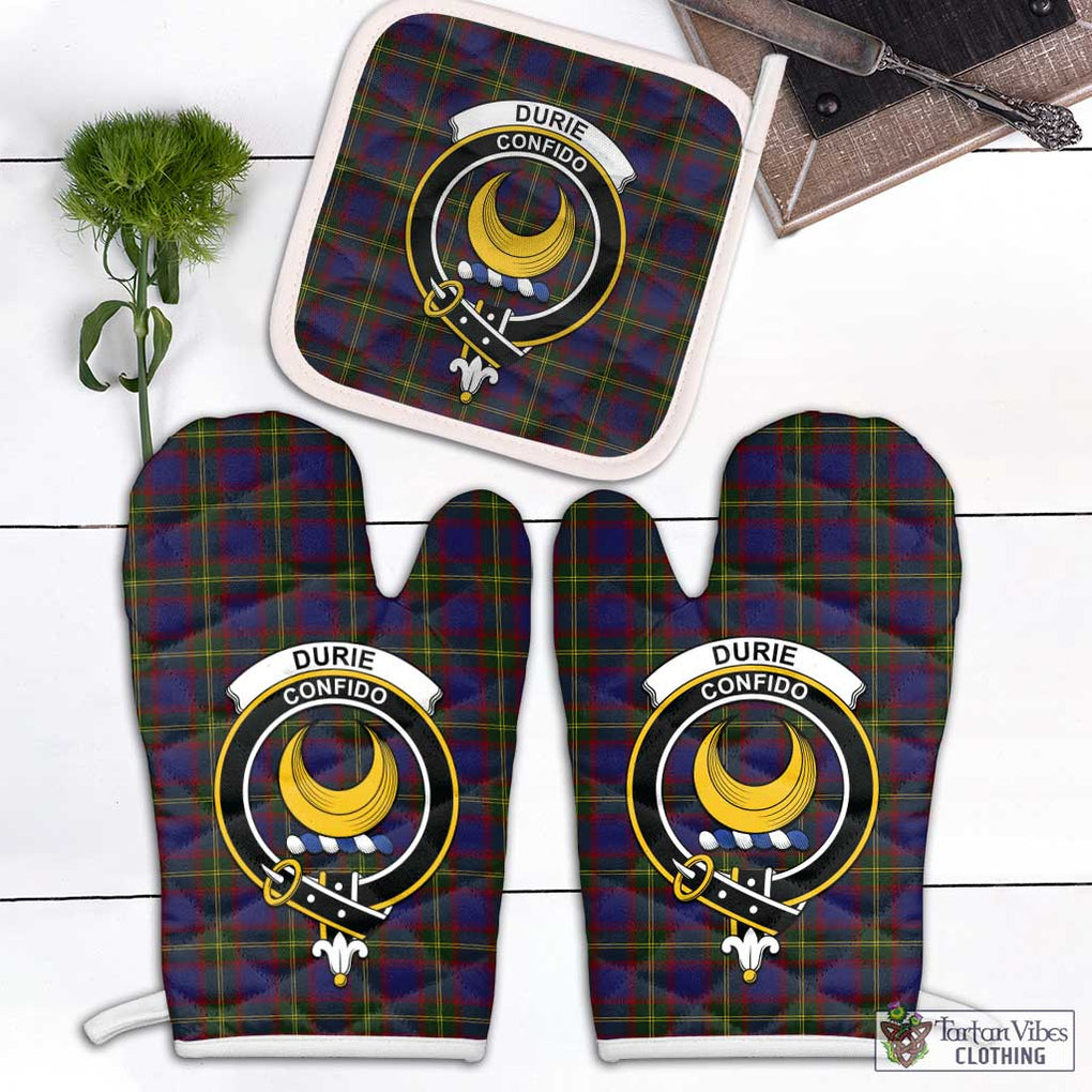 Durie Tartan Combo Oven Mitt & Pot-Holder with Family Crest White - Tartan Vibes Clothing