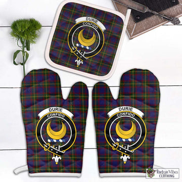 Durie Tartan Combo Oven Mitt & Pot-Holder with Family Crest Combo 2 Oven Mitt & 1 Pot-Holder Black - Tartan Vibes Clothing