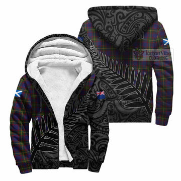 Durie Crest Tartan Sherpa Hoodie with New Zealand Silver Fern Half Style Unisex S - Tartan Vibes Clothing