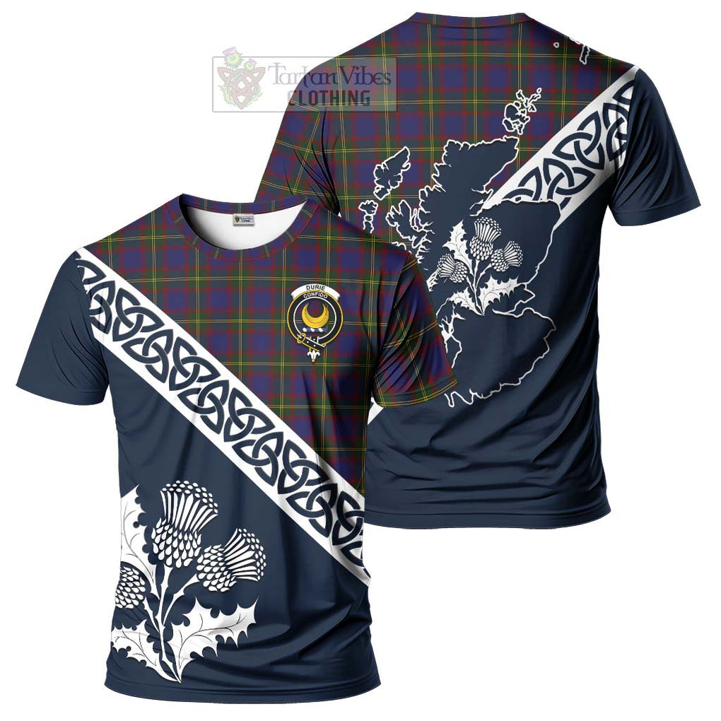 Durie Tartan T-Shirt Featuring Thistle and Scotland Map Kid's Shirt - Tartanvibesclothing Store