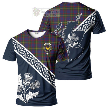 Durie Tartan T-Shirt Featuring Thistle and Scotland Map Kid's Shirt - Tartanvibesclothing Store