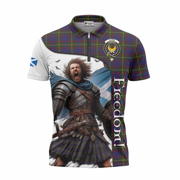 Durie Crest Tartan Zipper Polo Shirt Inspired by the Freedom of Scottish Warrior Unisex - Tartan Vibes Clothing