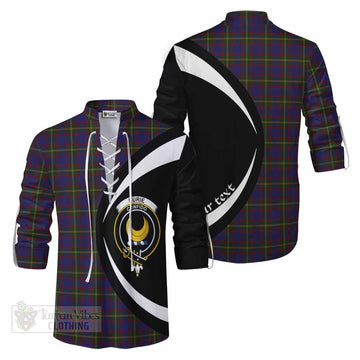 Durie Tartan Ghillie Kilt Shirt with Family Crest Circle Style Men - Tartan Vibes Clothing