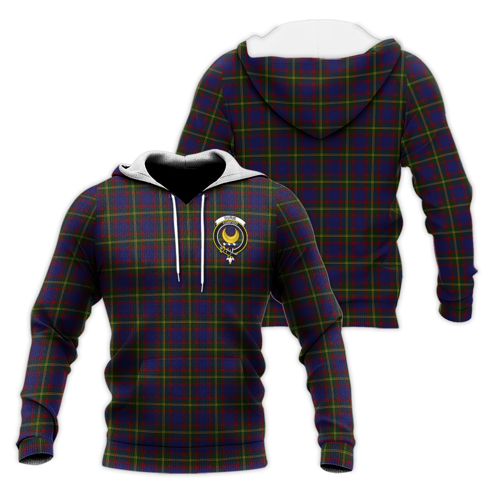 Durie Tartan Knitted Hoodie with Family Crest Unisex Knitted Pullover Hoodie - Tartan Vibes Clothing