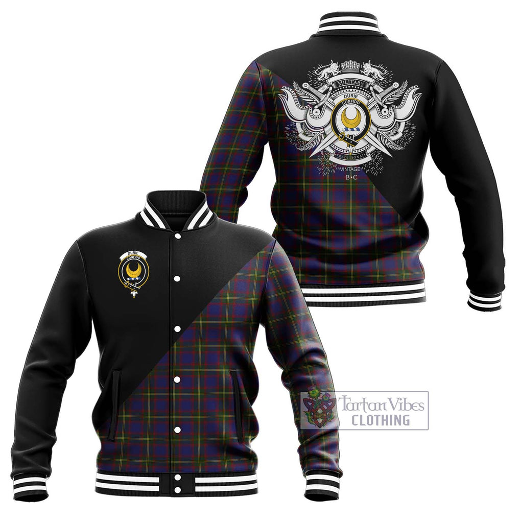 Durie Tartan Baseball Jacket with Family Crest and Military Logo Style Unisex - Tartan Vibes Clothing