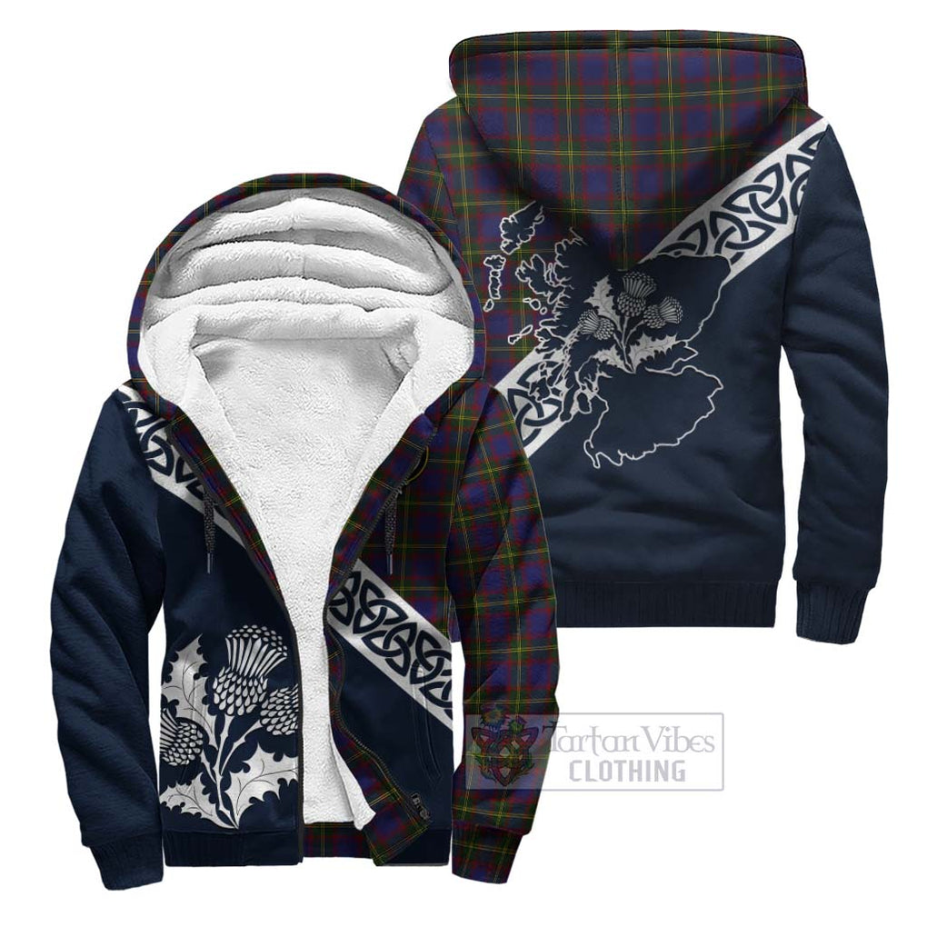 Durie Tartan Sherpa Hoodie Featuring Thistle and Scotland Map Unisex - Tartan Vibes Clothing