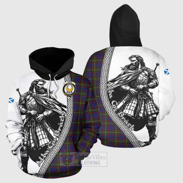 Durie Tartan Clan Crest Hoodie with Highlander Warrior Celtic Style Zip Hoodie - Tartan Vibes Clothing