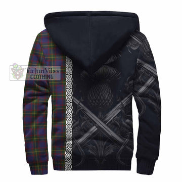 Durie Tartan Sherpa Hoodie with Family Crest Cross Sword Thistle Celtic Vibes - Tartan Vibes Clothing