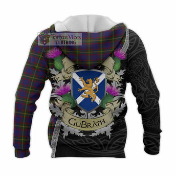 Durie Tartan Family Crest Knitted Hoodie Lion Rampant Royal Thistle Shield Celtic Inspired - Tartan Vibes Clothing