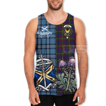 Durie Tartan Men's Tank Top Happy St. Andrew's Day Half Tartan Style - Tartan Vibes Clothing