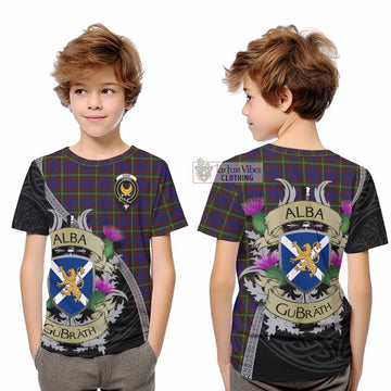 Durie Tartan Family Crest Kid T-Shirt Lion Rampant Royal Thistle Shield Celtic Inspired - Tartan Vibes Clothing