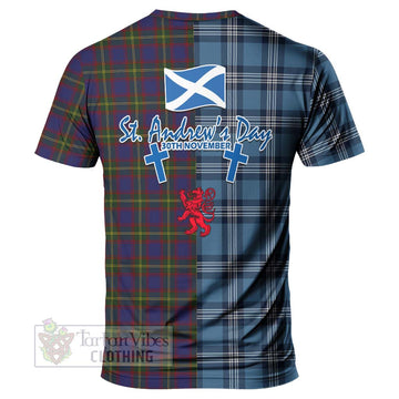 Durie Tartan T-Shirt Happy St. Andrew's Day Half Tartan Style - Tartan Vibes Clothing