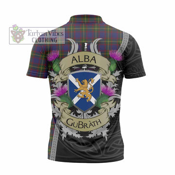Durie Tartan Family Crest Zipper Polo Shirt Lion Rampant Royal Thistle Shield Celtic Inspired - Tartan Vibes Clothing