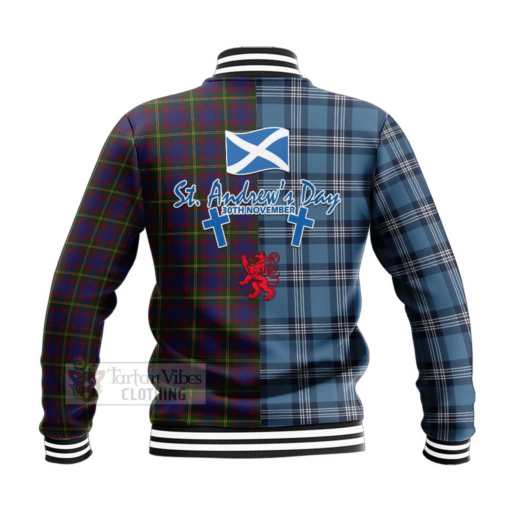 Durie Tartan Baseball Jacket Happy St. Andrew's Day Half Tartan Style - Tartan Vibes Clothing