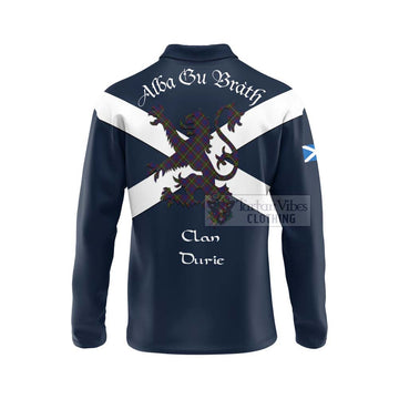 Durie Tartan Lion Rampant Long Sleeve Polo Shirt Proudly Display Your Heritage with Alba Gu Brath and Clan Name - Tartan Vibes Clothing