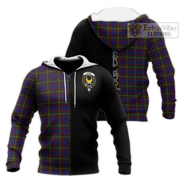 Durie Tartan Knitted Hoodie with Family Crest and Half Of Me Style Unisex Knitted Zip Hoodie - Tartan Vibes Clothing